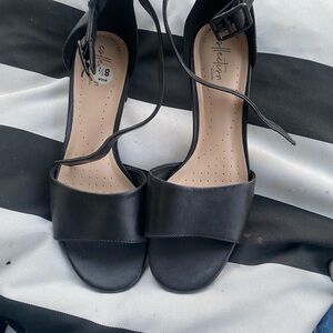 Clarks Black Leather Sandals